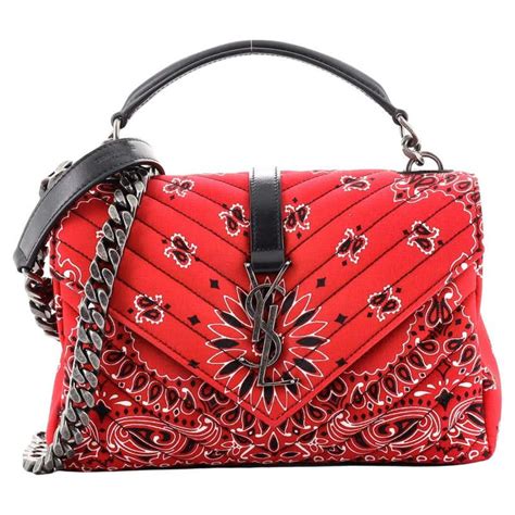 ysl red bandana bag|SAINT LAURENT Canvas Bandana Hobo Bag Red.